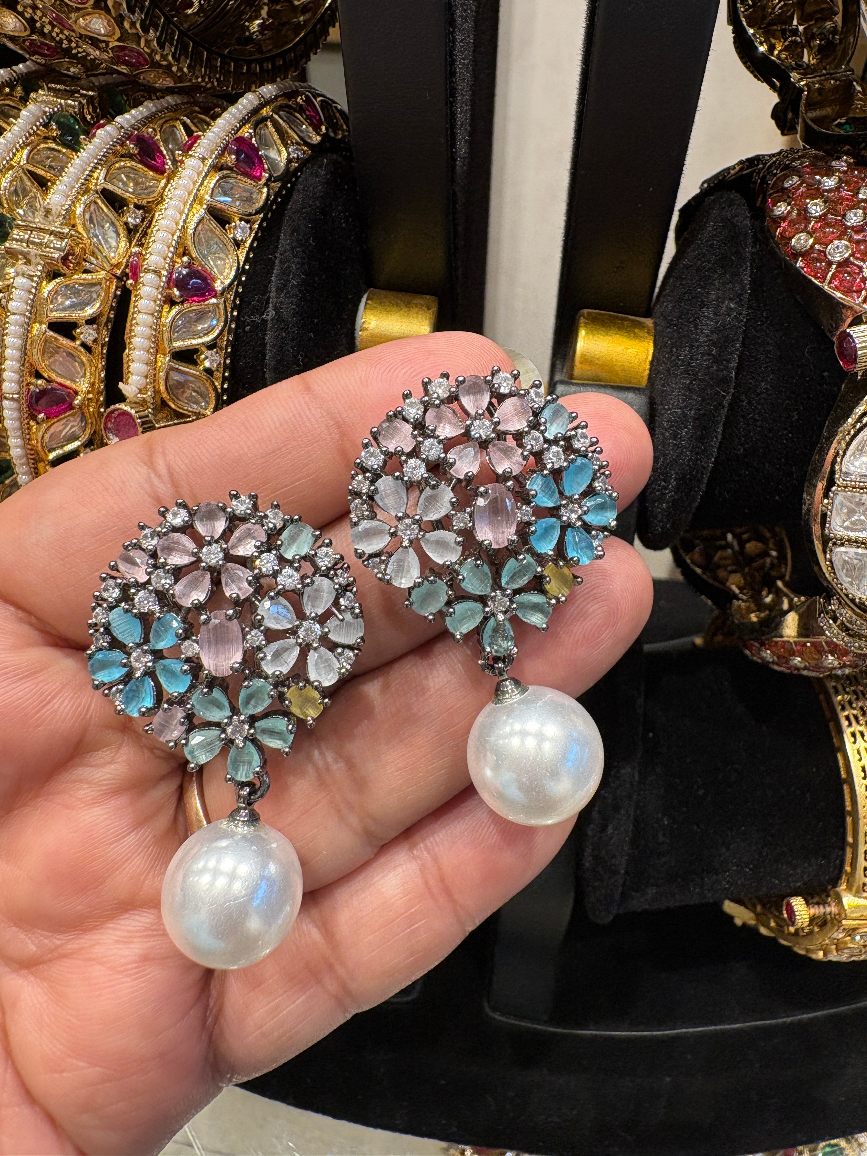 Laddu Stud with Pearl  - RA0213