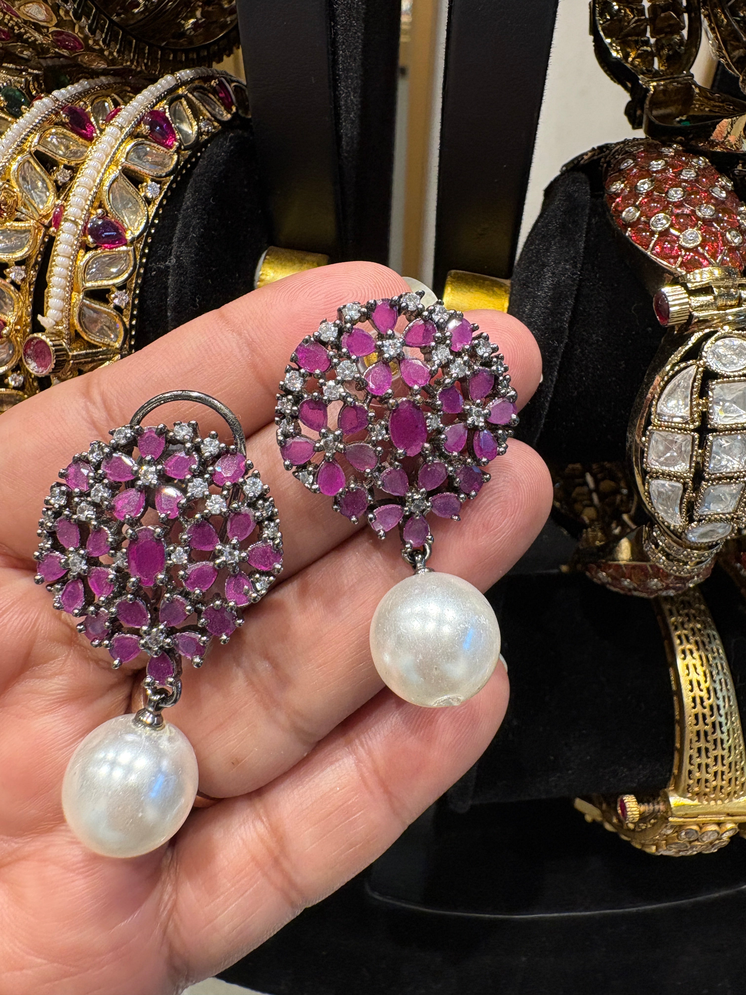 Laddu Stud with Pearl  - RA0213