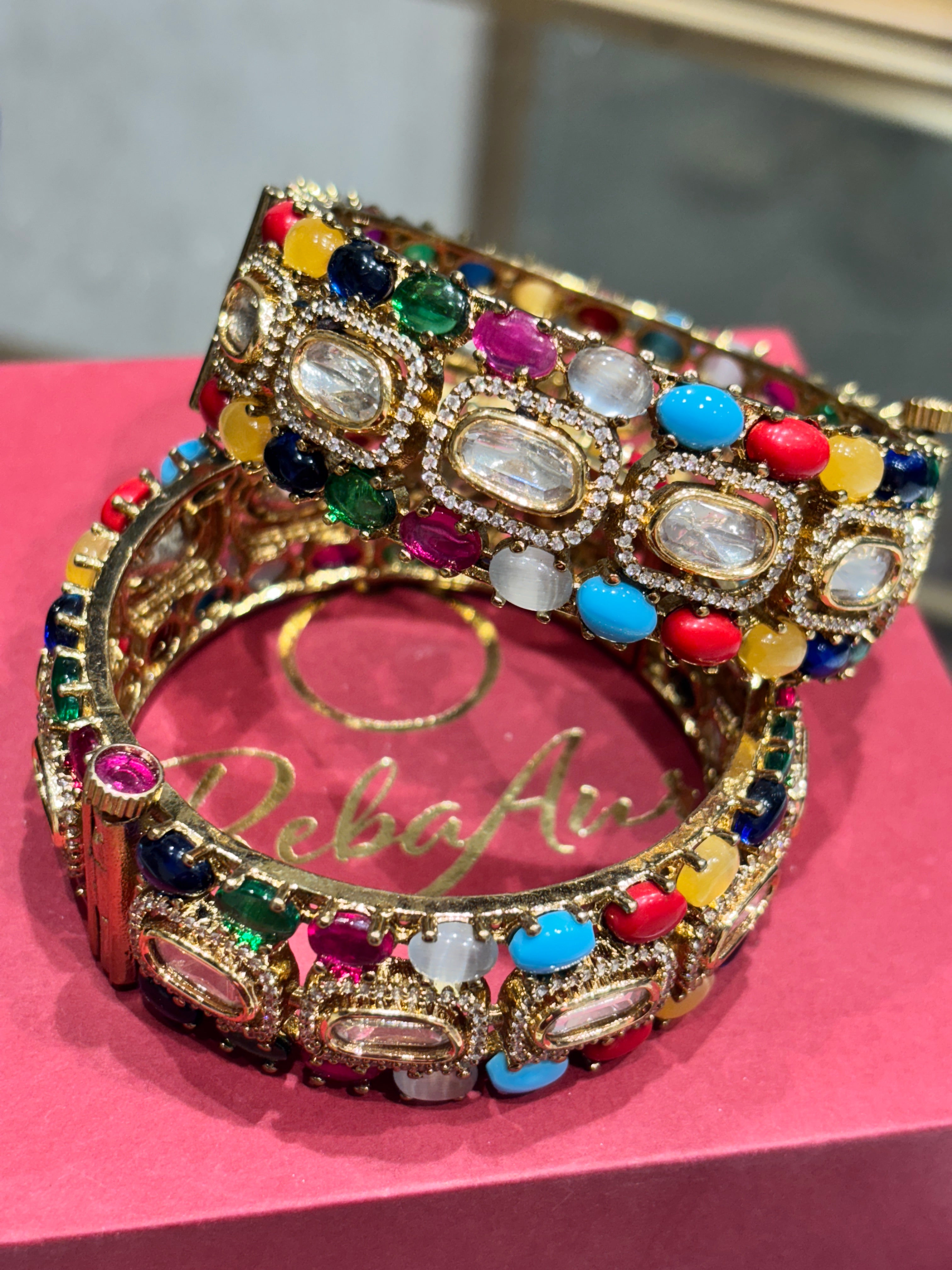 Multi Color Bangle with Moissanite Stones