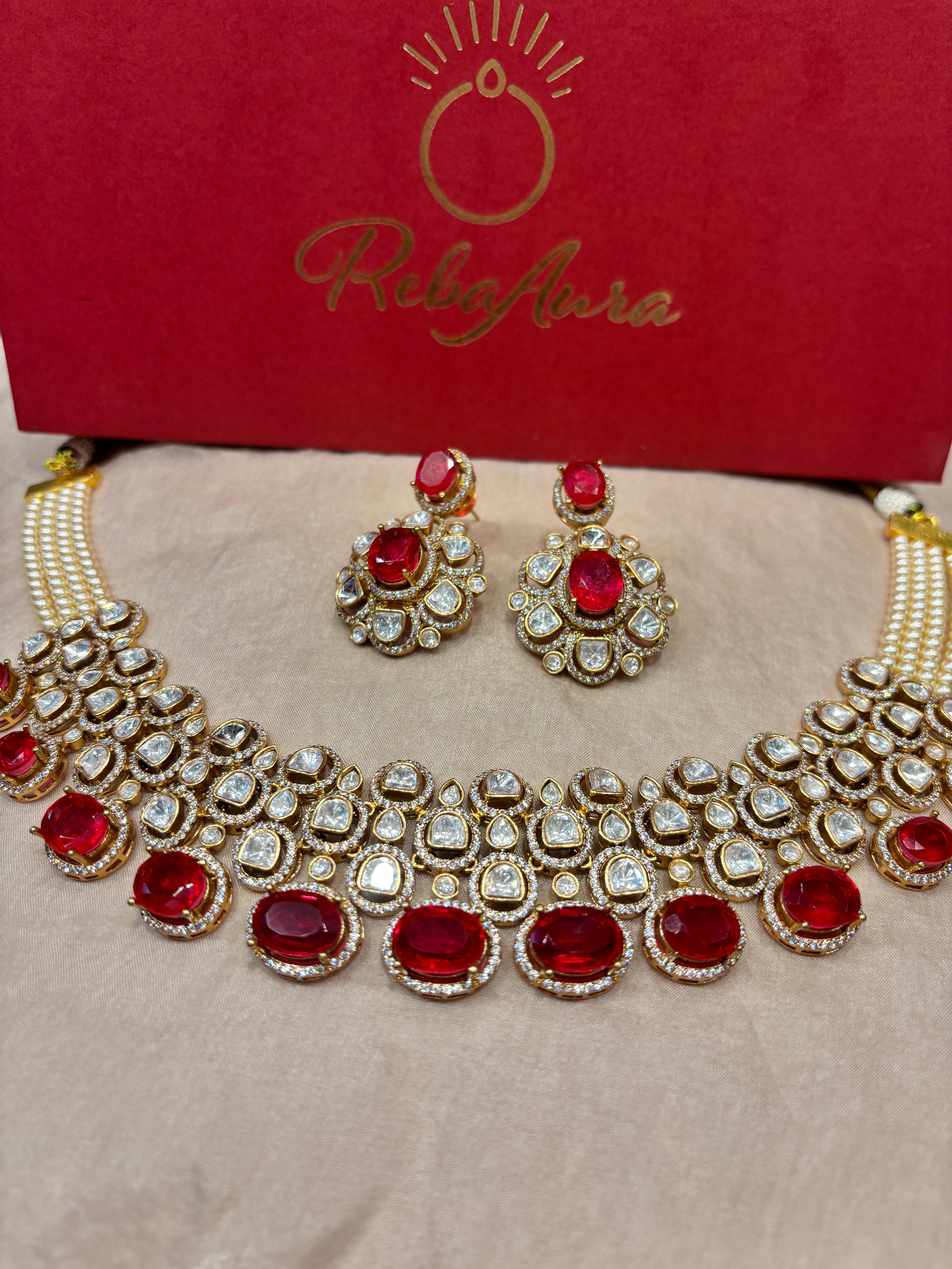 Nandini Moissanite Polki Set with Earrings