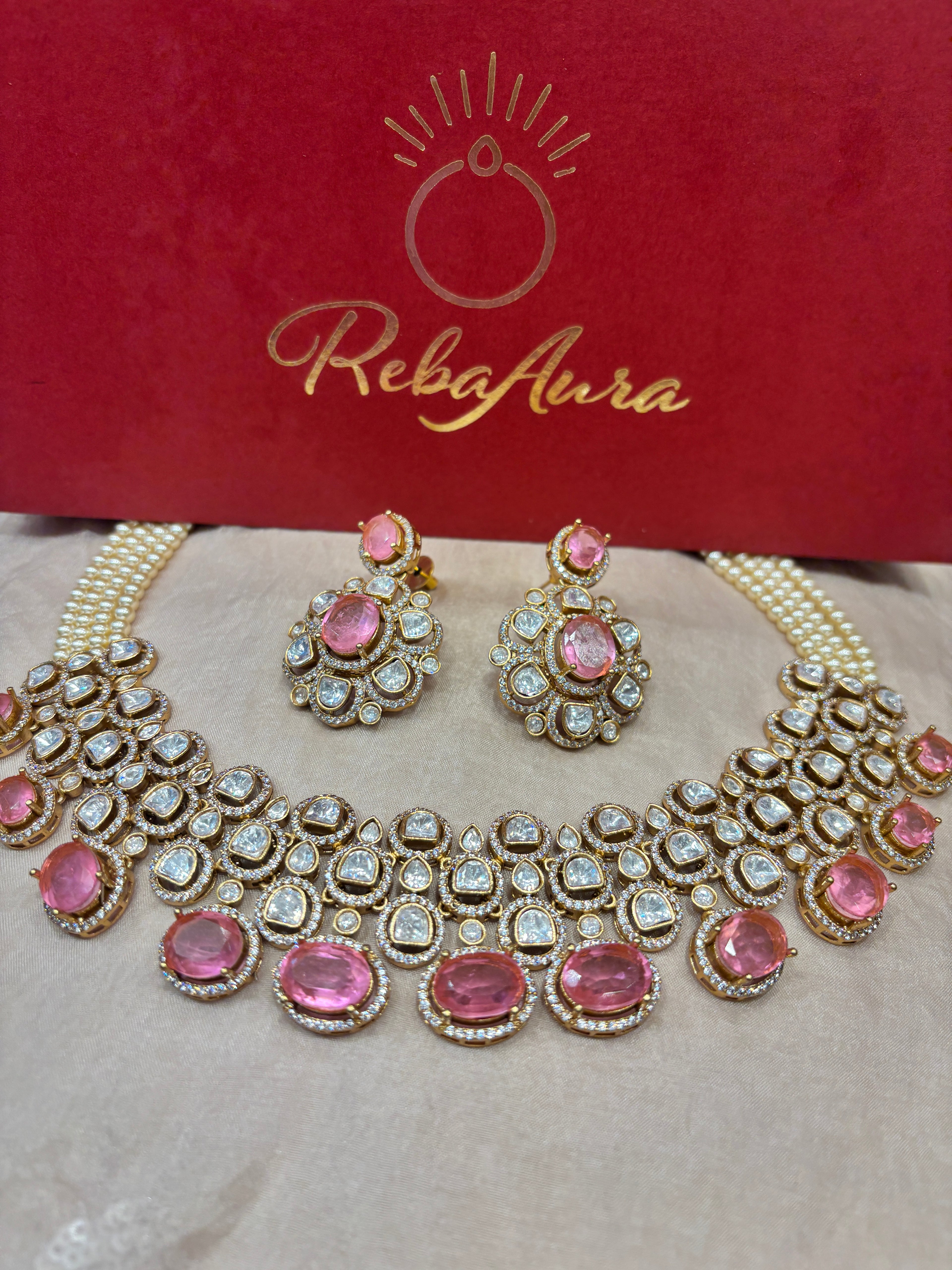 Nandini Moissanite Polki Set with Earrings