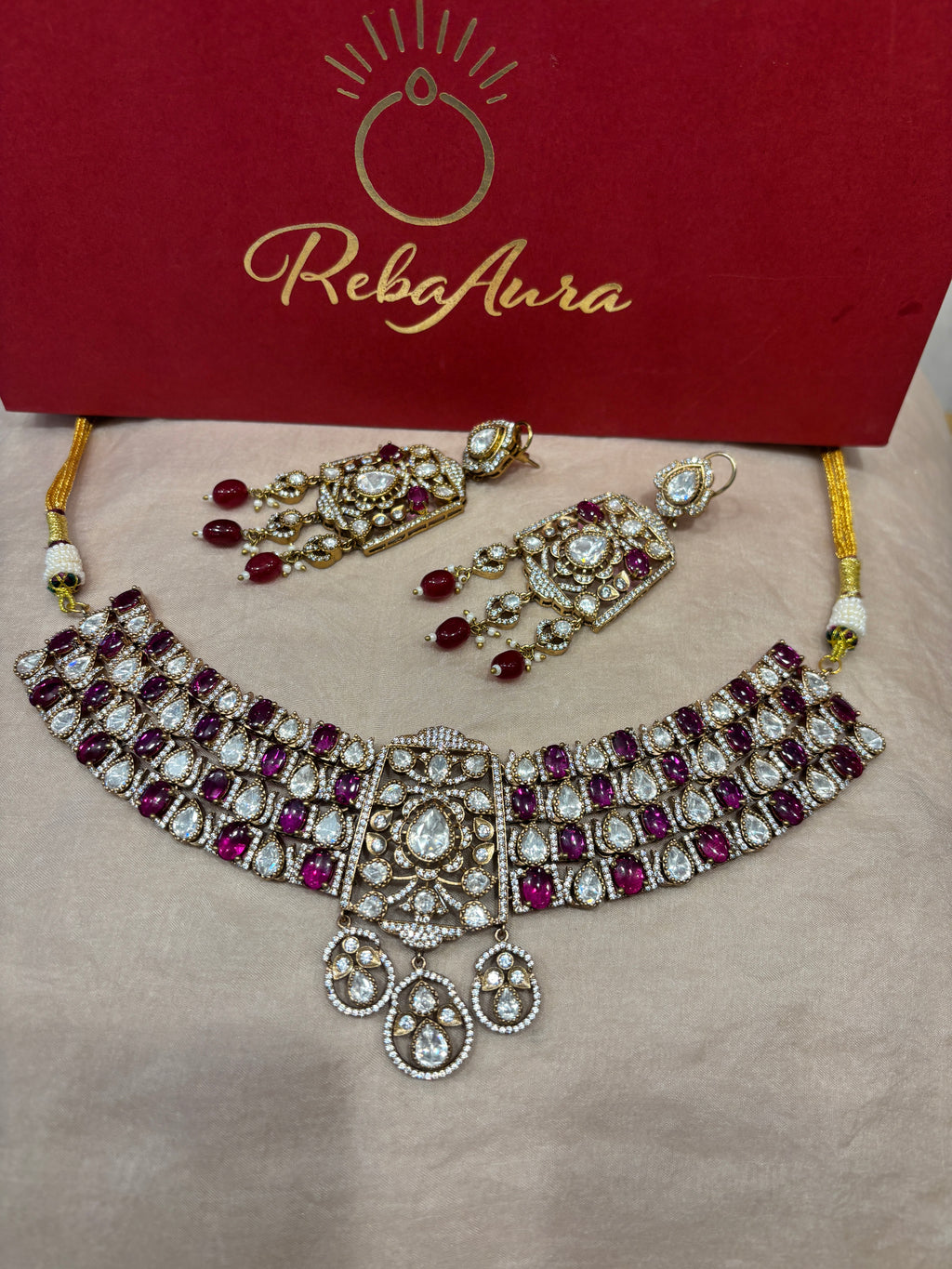 Premium Moissanite Polki Set with earrings