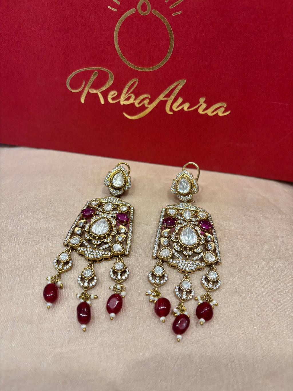 Premium Moissanite Polki Set with earrings