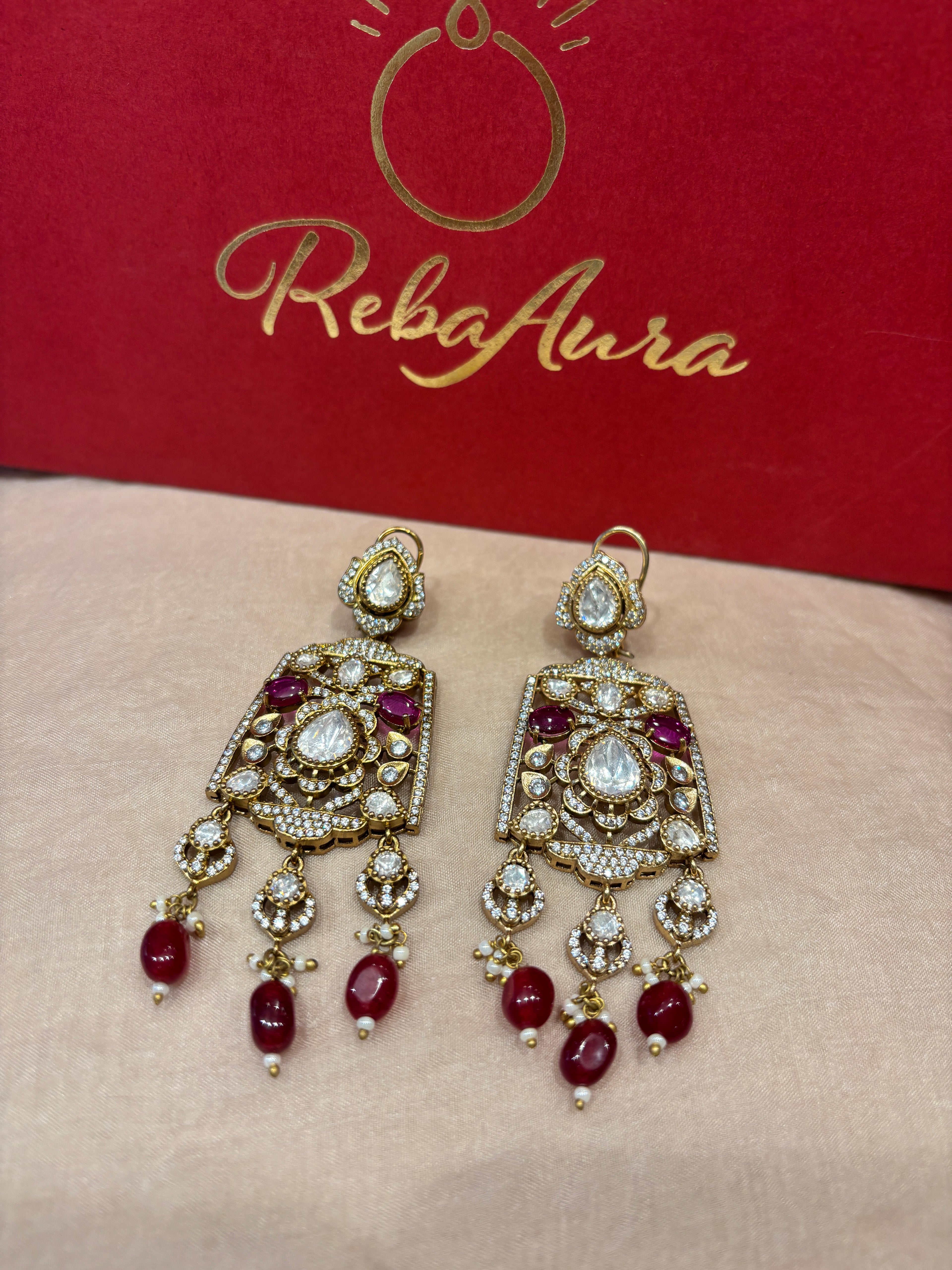 Premium Moissanite Polki Set with earrings