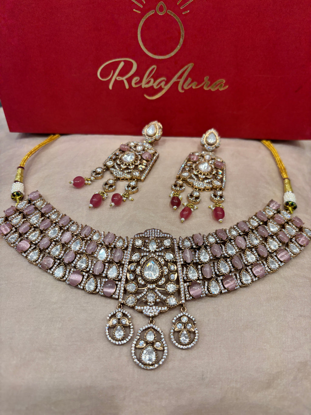 Premium Moissanite Polki Set with earrings