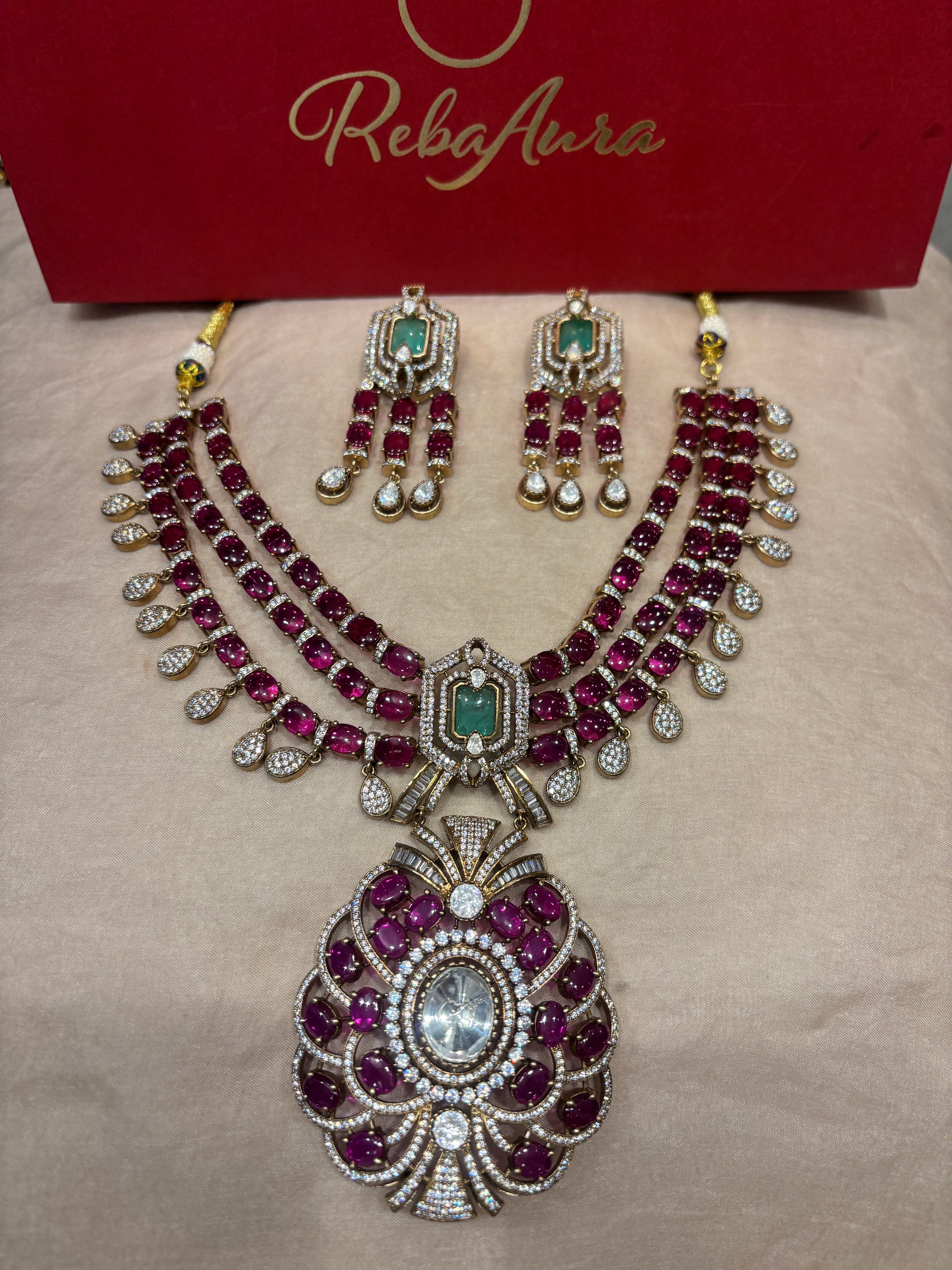 3-line moissanite necklace Set