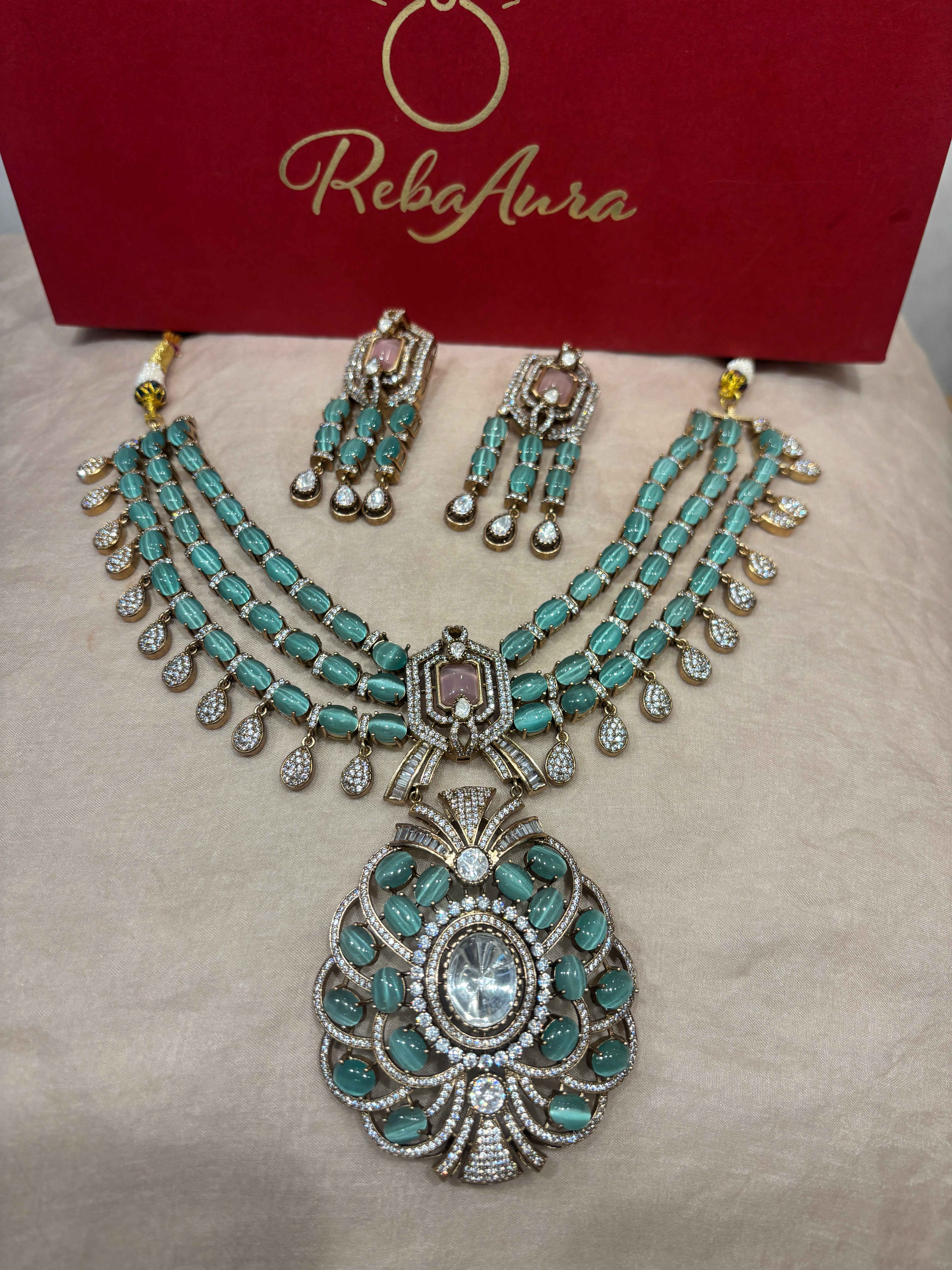 3-line moissanite necklace Set