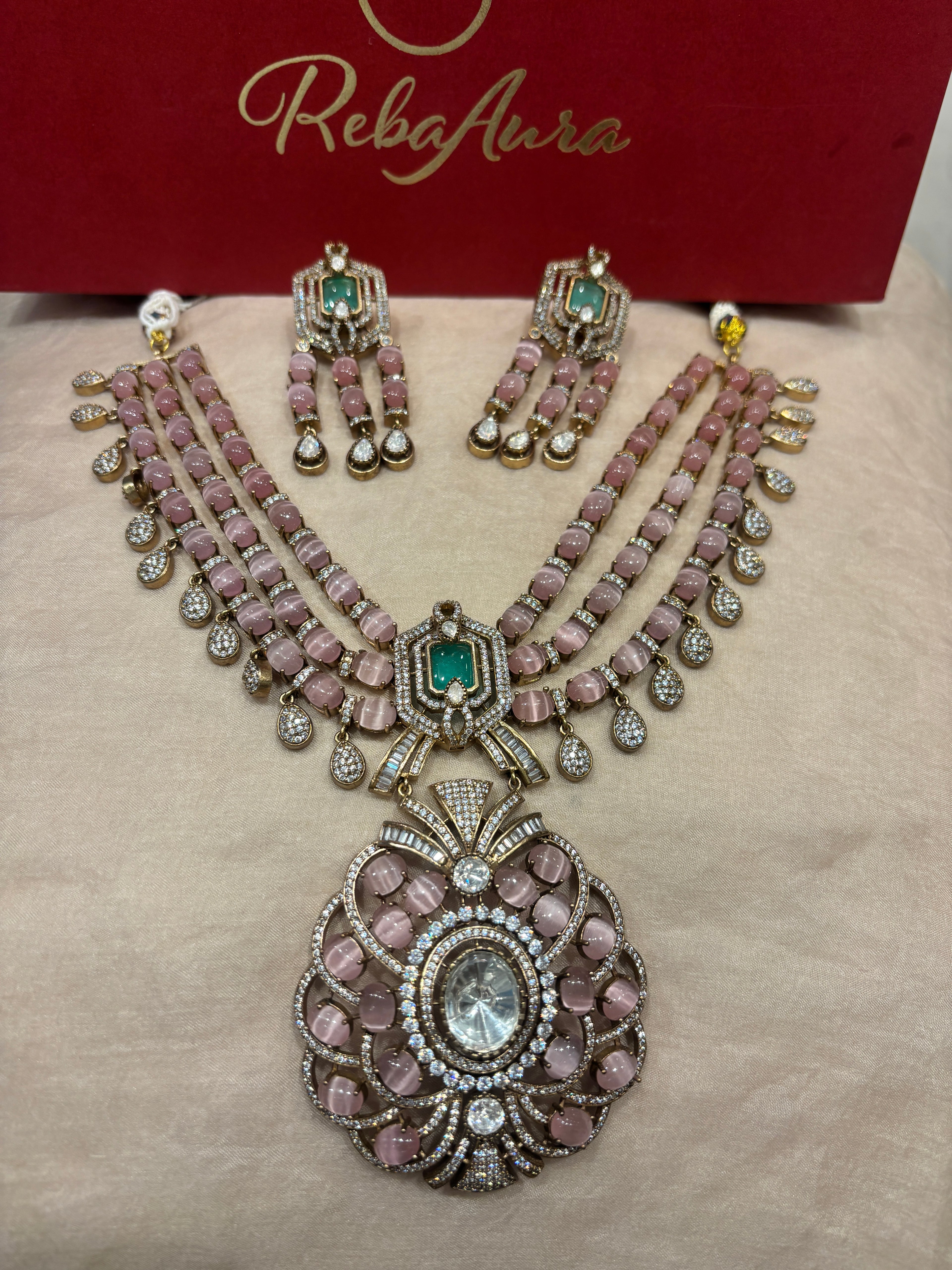 3-line moissanite necklace Set